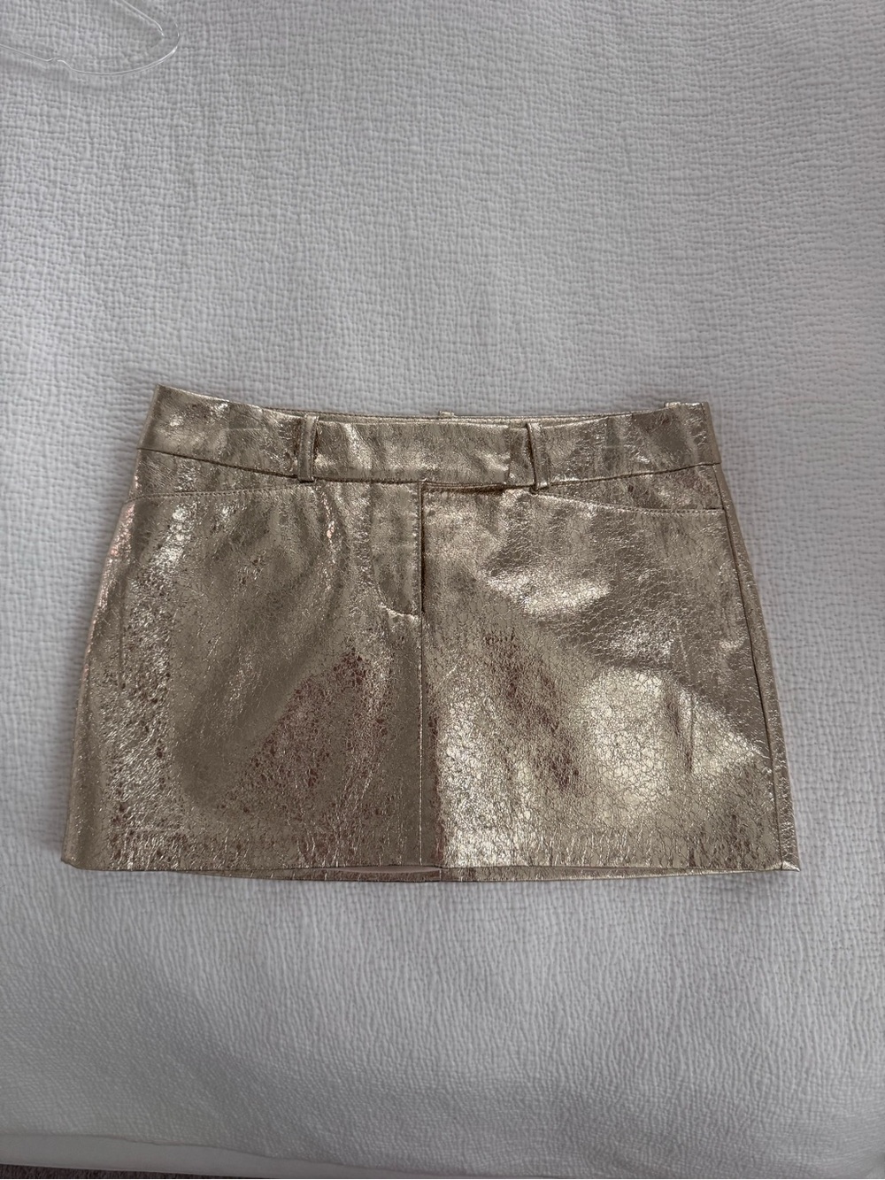 Amanda Uprichard Rose Gold Metallic Mini Skirt